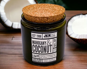 Mahogany & Coconut 13oz Soy Candle - Ampersand Collection