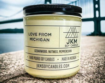 Love From Michigan 16oz Soy Candle - Michigan Collection