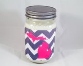 16oz rose amour de Michigan sur bougie de soja chevron gris