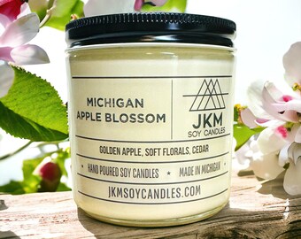 Michigan Apple Blossom 16oz Soy Candle - Michigan Collection