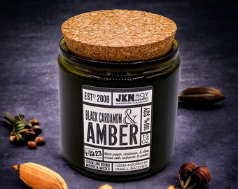 Black Cardamom & Amber 13oz Soy Candle - Ampersand Collection