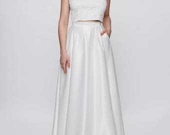 Endless Harmony maxi Ivory wedding skirt with pockets