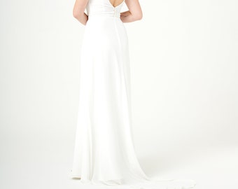 Streamline and flowy crepe chiffon bridal skirt "misty rose"