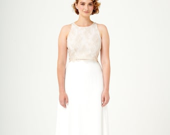 Luxx tea length crepe bridal skirt "At Last"