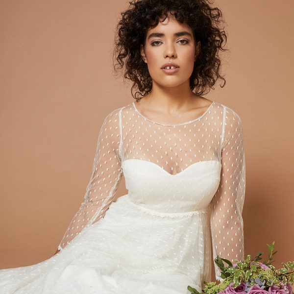 Super morbido tulle abito da sposa con mezzaluna texture