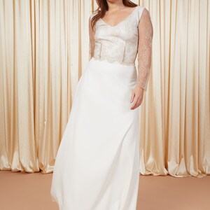 Clear Water ivory crepe wedding skirt image 3