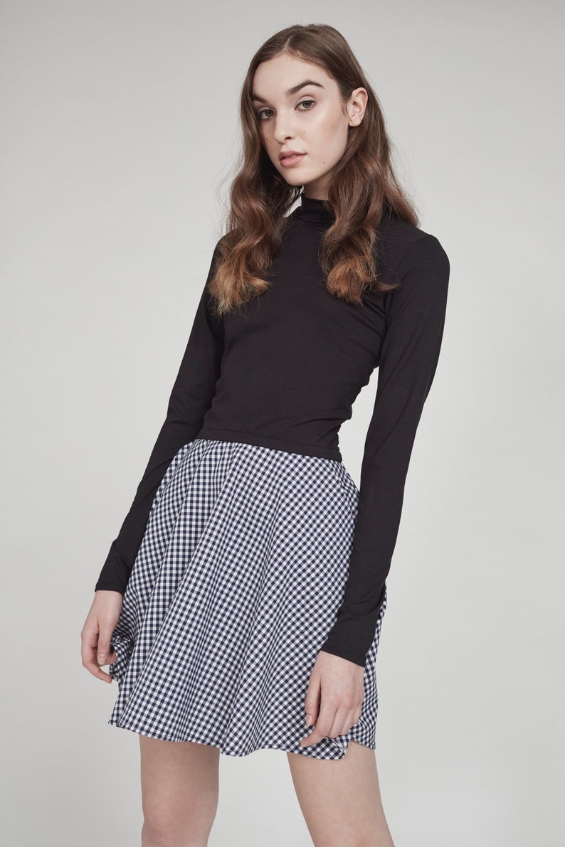 black crop long sleeved mock neck