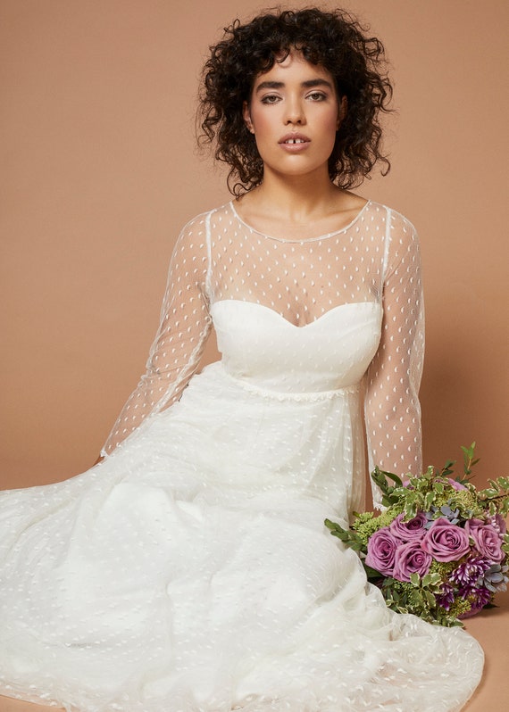 Super Soft Tulle Wedding Dress With Half Moon Texture Etsy