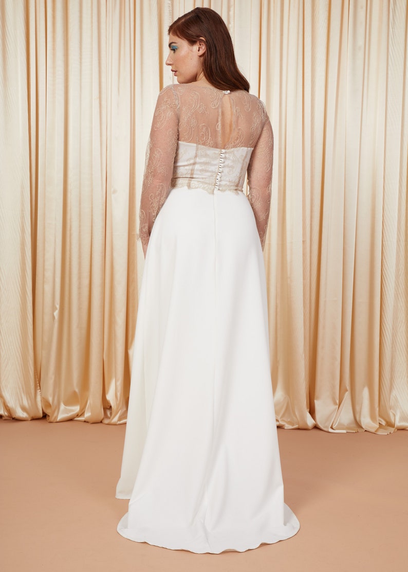 Clear Water ivory crepe wedding skirt image 4