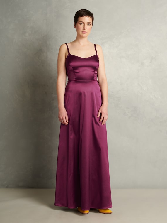 burgundy slip dress long