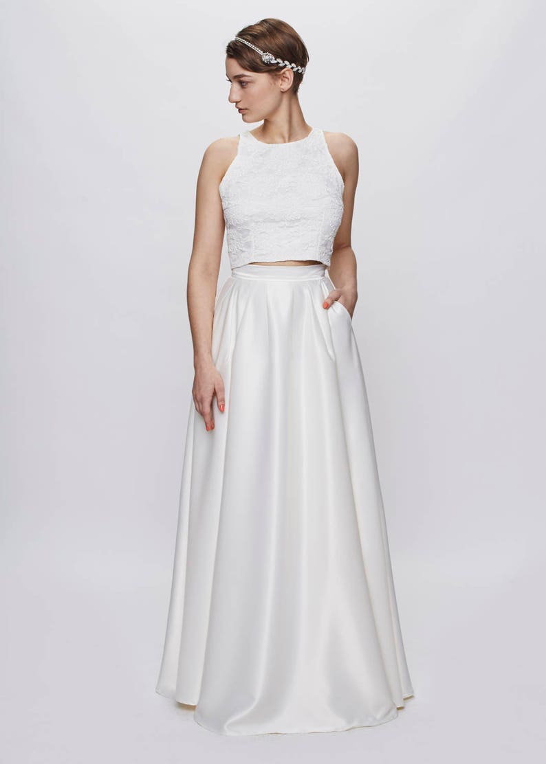 Endless Harmony maxi Ivory wedding skirt with pockets image 1