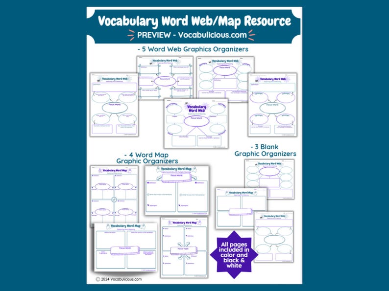 Vocabulary Word Map Graphic Organizer Etsy