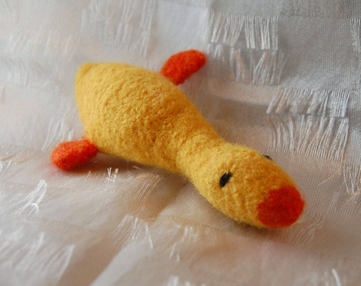 Yellow Duck Cat Toy - Hand Knit Wool Felted Cat Toy with Organic Catn…