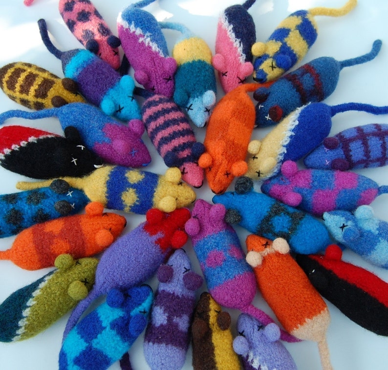 Wooly Mice Cat Toy Hand Knit Felted Wool with Organic Catnip Etsy
