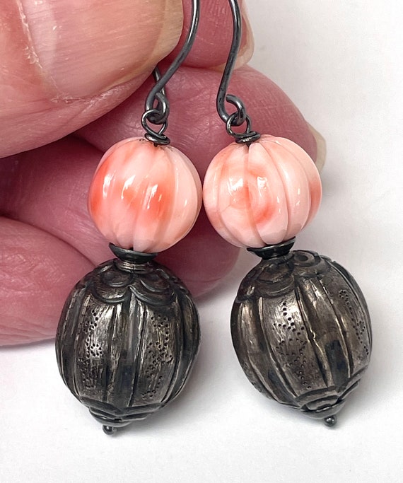 Antique Chinese Qing Silver Bead Dangle Earrings,… - image 2