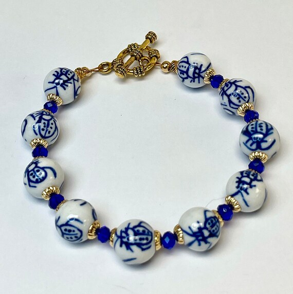 Vintage Chinese Porcelain Cobalt Blue White BUTTE… - image 2