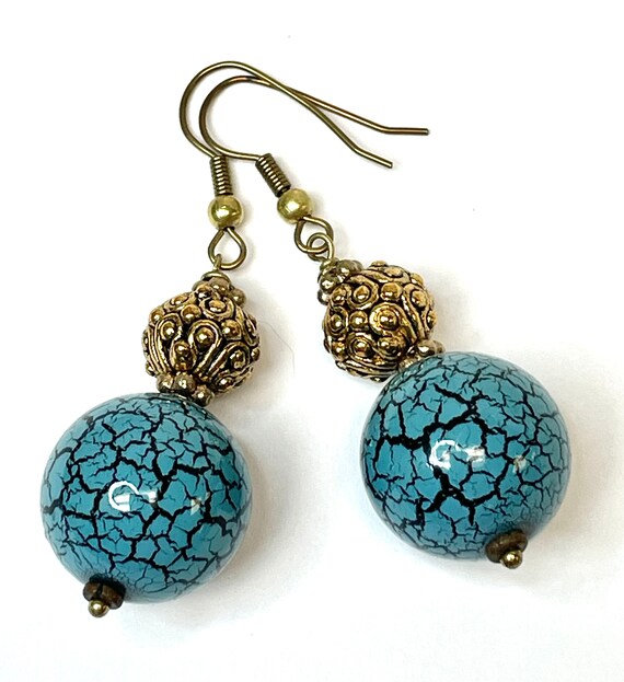Boucles D'Oreilles Vintage Années 60 En Perles De Verre Beige - Fermoir Clip