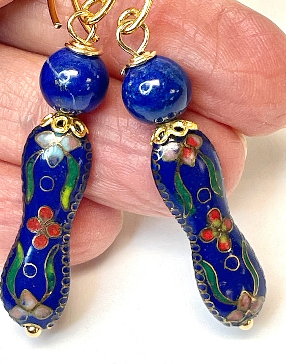 Vintage RARE JAPANESE Cobalt Blue Red Cloisonne PE