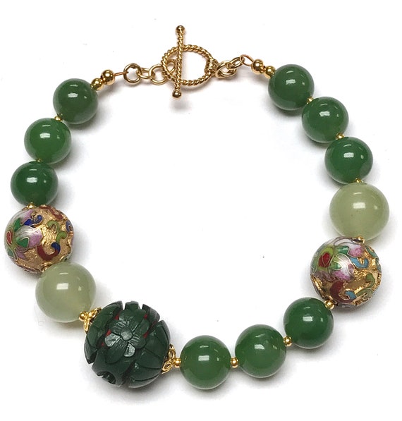 Vintage Chinese Jade Bead AA Grade Bracelet,Vinta… - image 6