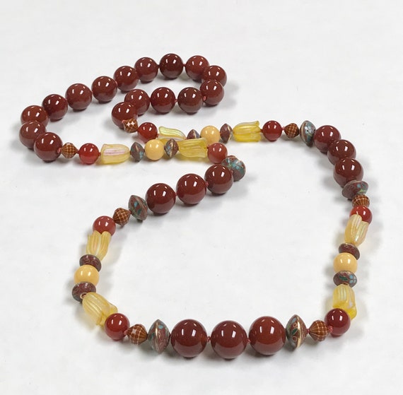 Vintage CARNELIAN Knotted Bead Necklace,Vintage C… - image 5