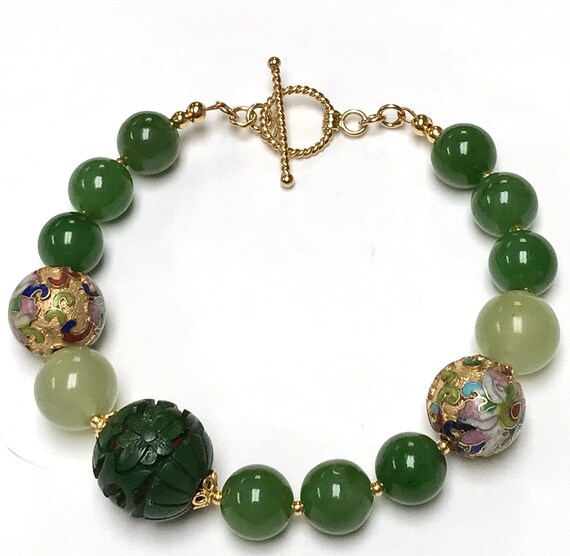 Vintage Chinese Jade Bead AA Grade Bracelet,Vinta… - image 4