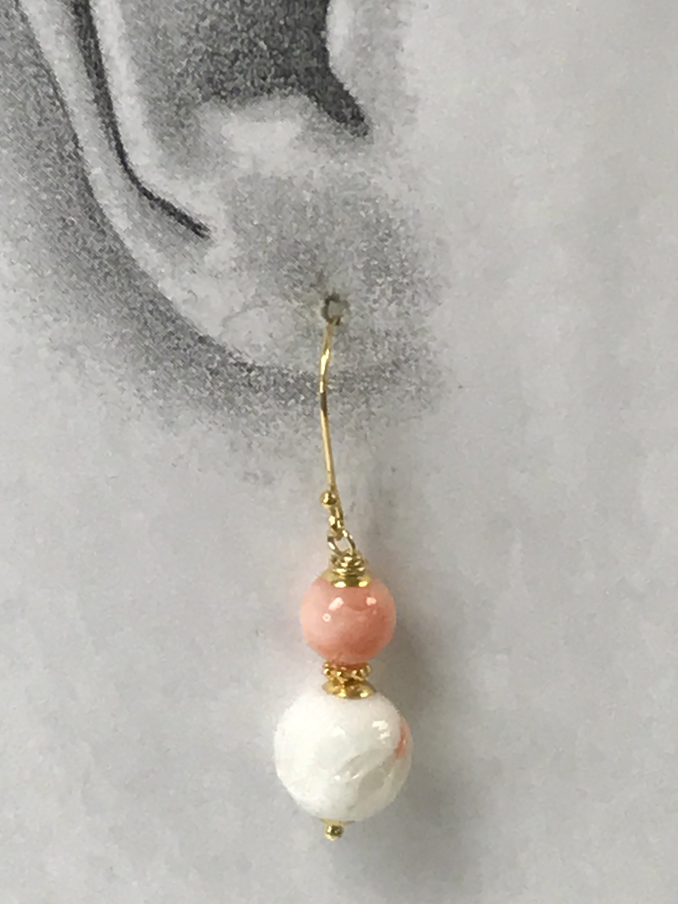 Boucles D'oreille Vintage Argent 925 Et Corail - Clous Bouton De Rose - Occasion - État à Vérifier