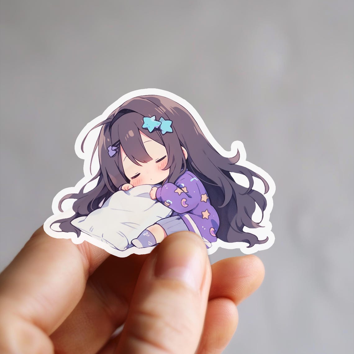 Kawaii Sleepy Chibi Girl Sticker | Anime Waterproof Vinyl Decal - Etsy