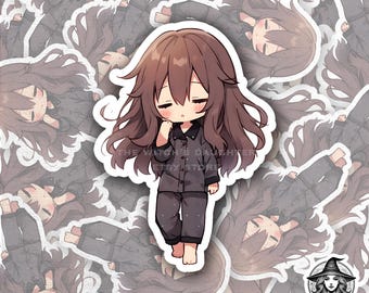 Pegatina de chica chibi dormilona / Arte anime kawaii