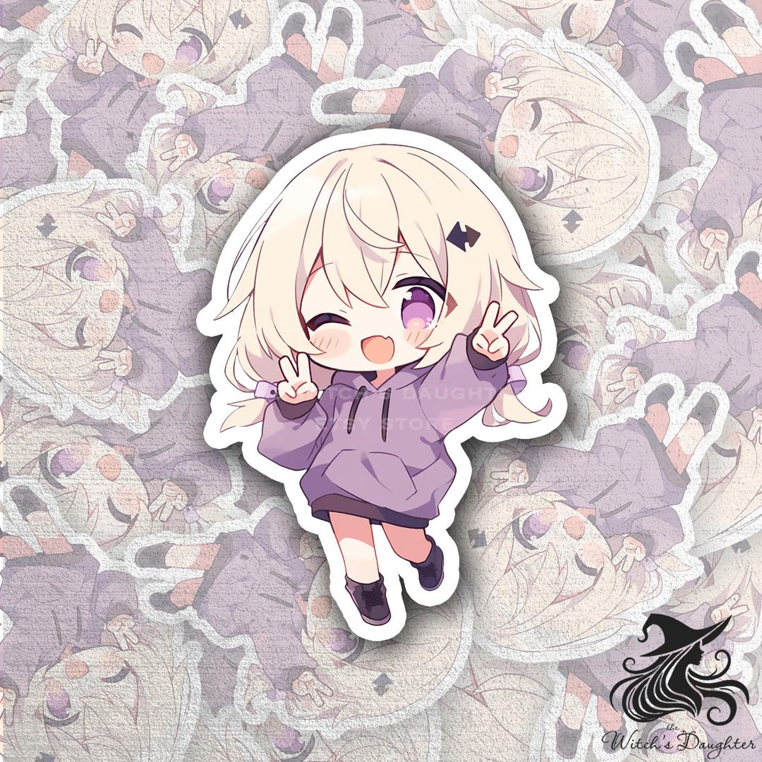Kawaii Chibi Girl Sticker | Anime Vinyl Decal, Purple Hoodie - Etsy