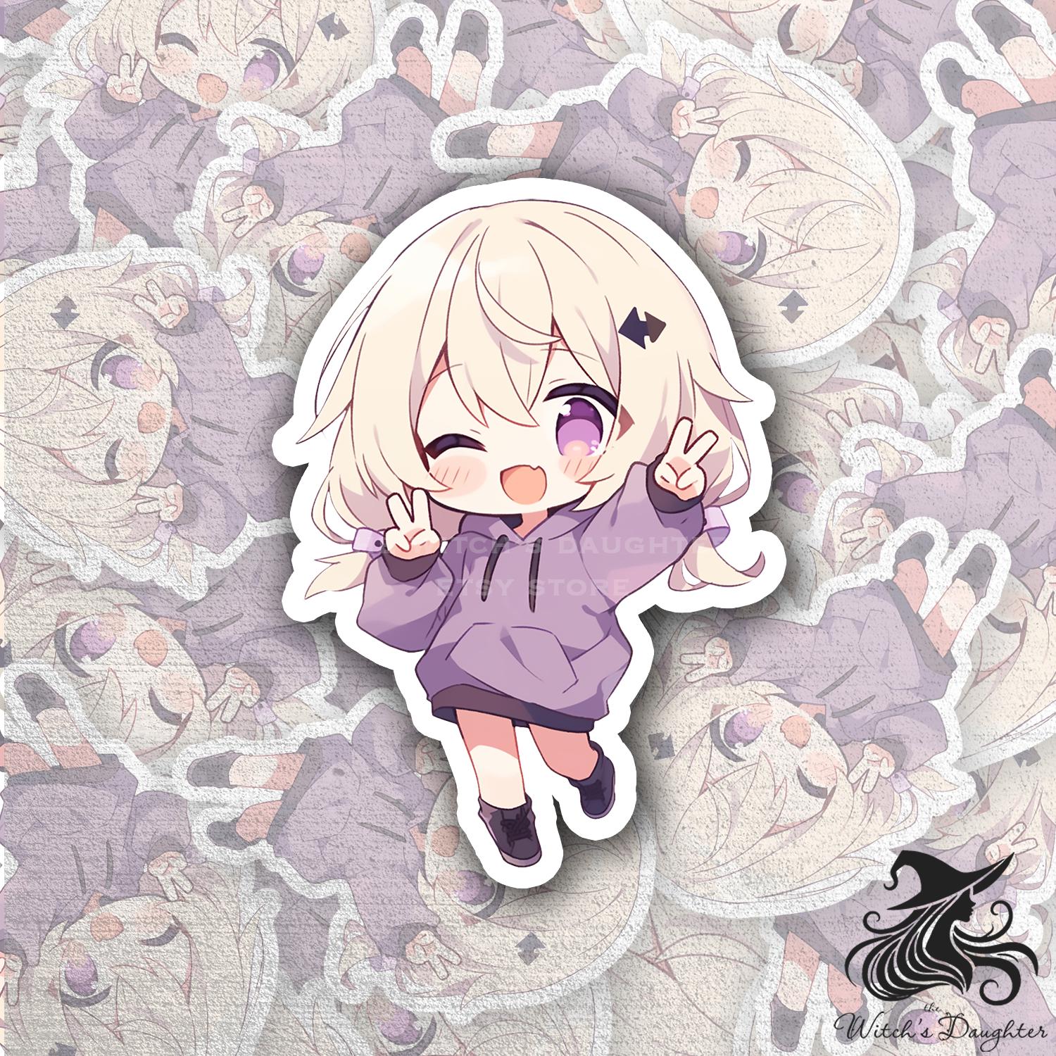 Kawaii Chibi Girl Sticker | Anime Vinyl Decal, Purple Hoodie - Etsy