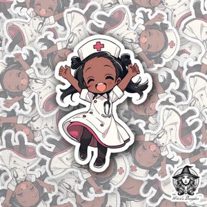 Adorable Nurse Chibi Sticker – Cute Anime Art with Teddy Bear, Kawaii Vinyl for Laptops, Journals, Water Bottles, Planners & Hospital Gifts