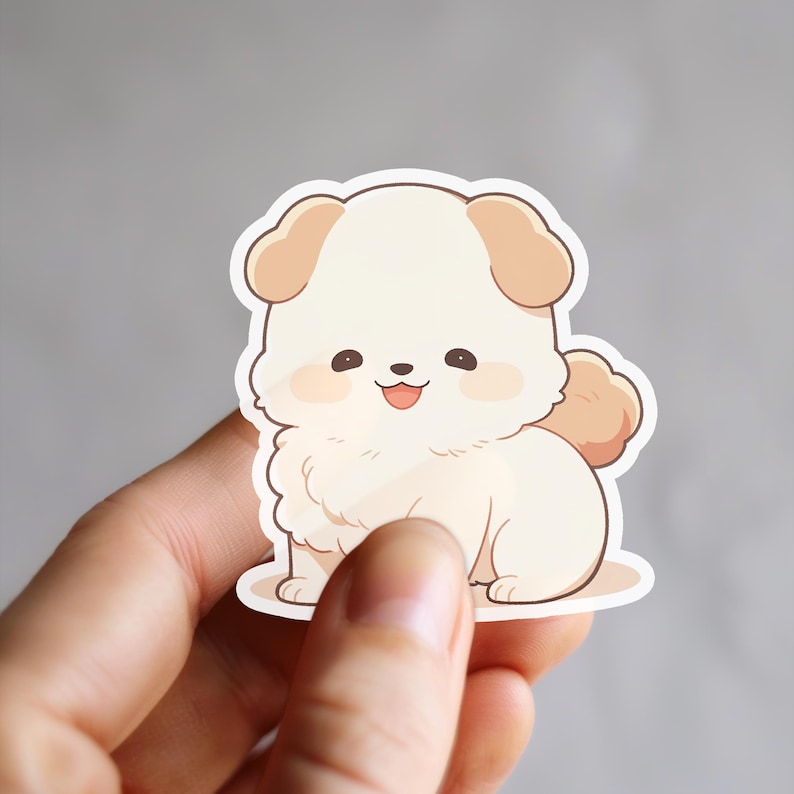 Kawaii Fluffy Puppy Vinyl Sticker | Cute Dog Sticker | Adorable Animal ...