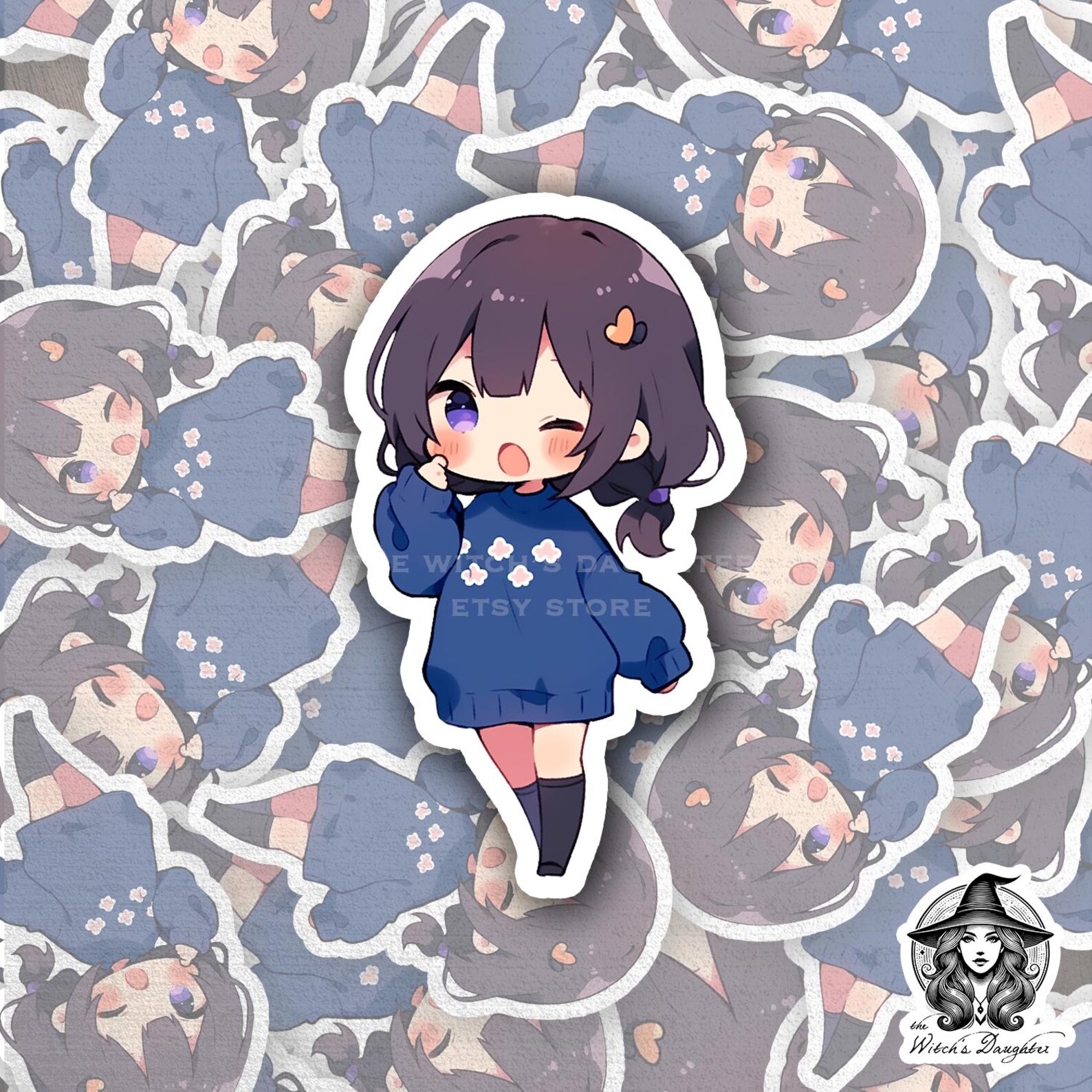 Winking Chibi Girl Sticker – Kawaii Anime Decal - Etsy