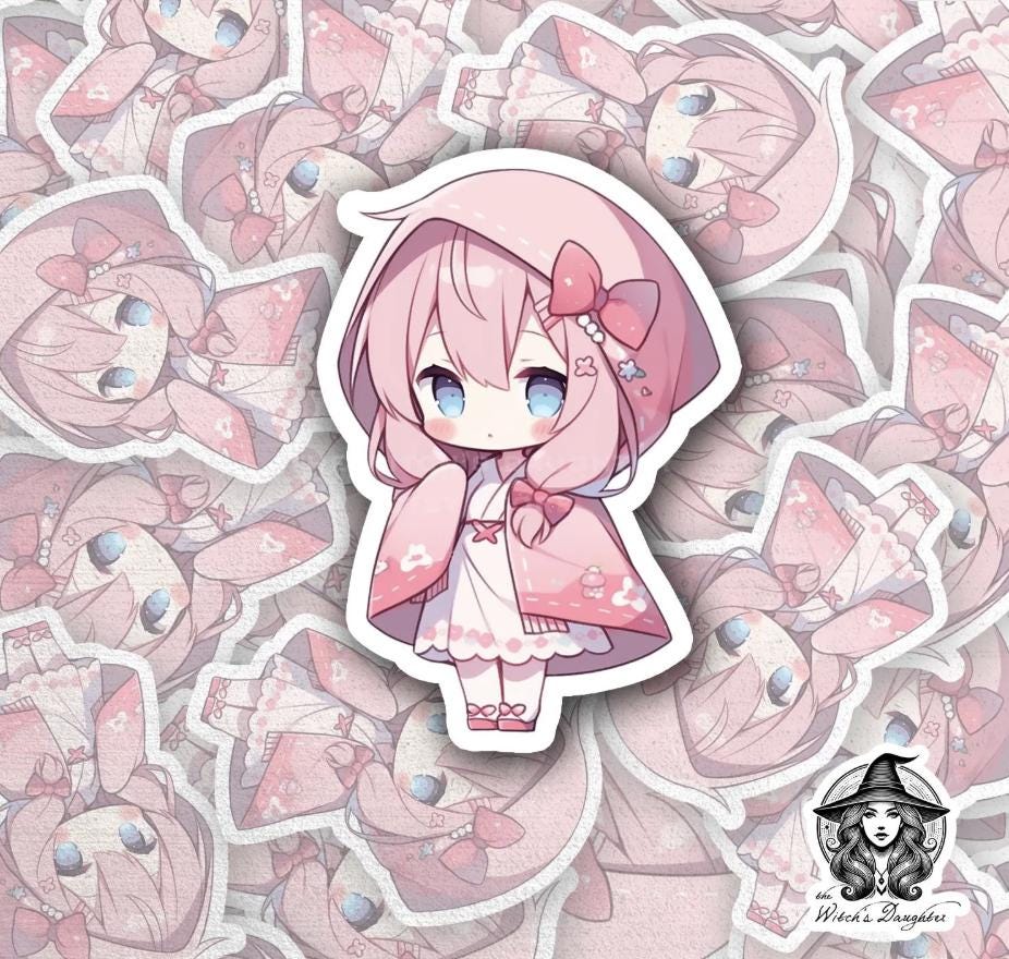 Pink Chibi Girls Sticker Bundle | Kawaii Anime Vinyl Decals - Etsy