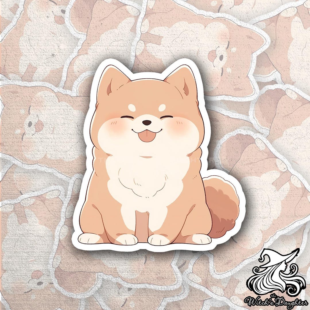 Kawaii Shiba Inu Vinyl Sticker | Waterproof Laptop Decal - Etsy