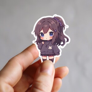 Kawaii Chibi Girl Sticker | Anime Bear Hoodie, Waterproof Vinyl Decal ...