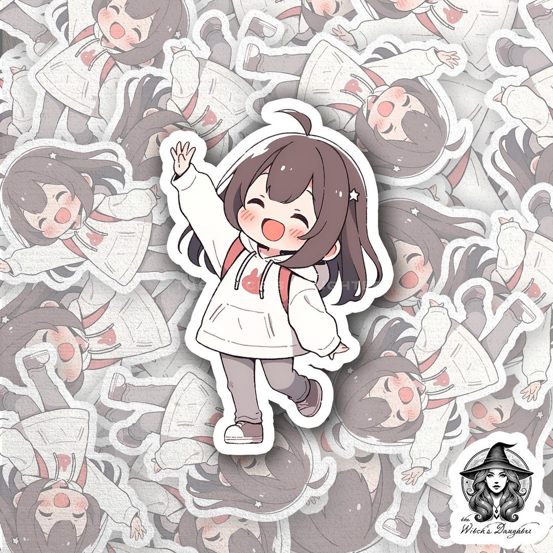 Kawaii Girl Vinyl Sticker | Waterproof Anime Decal - Etsy