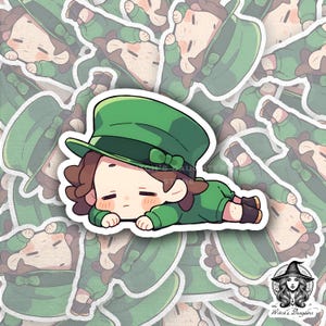 Sticker slaperige kabouter | St. Patrick's Day Kawaii Nap Time | Vermoeide Ierse baby | Leuk lui personage | Groene maart planner sticker leuk