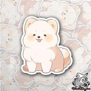 Adesivo in vinile con cucciolo kawaii e soffice / Adesivo per cane carino / Adesivo per animali adorabili per laptop, borraccia, custodia per telefono / Regalo per amanti dei cani