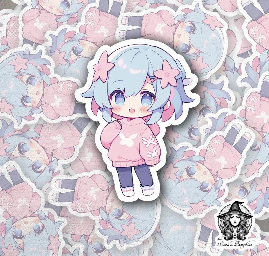 Pink Chibi Girls Sticker Bundle | Kawaii Anime Vinyl Decals - Etsy