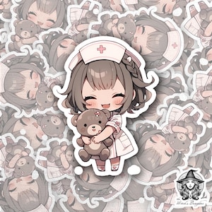 Adorable Chibi Nurse Sticker – Cute Anime Art with Clipboard, Kawaii Healthcare Character for Journals, Laptops, Water Bottles, Planners