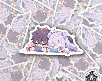 Pegatina impermeable de pareja chibi, calcomanía de anime kawaii