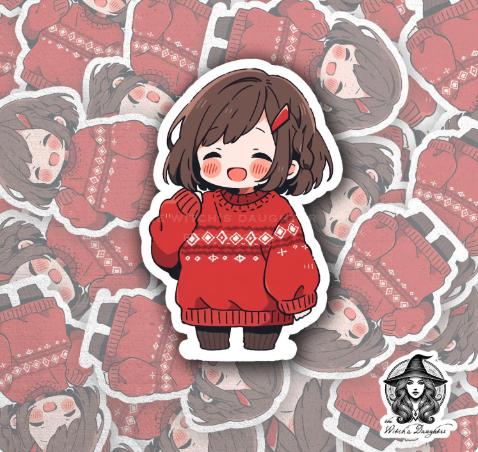 Red Chibi Sticker Bundle | Kawaii Anime Girls Bold & Cozy Set - Etsy