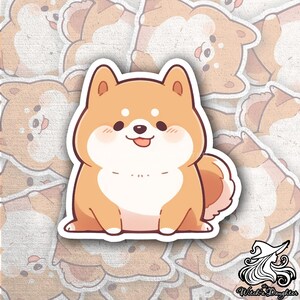 Pegatina de Shiba Inu kawaii / Calcomanía de vinilo de perro lindo para computadora portátil, botella de agua o diario / Regalo de Shiba Inu duradero e impermeable para amantes de las mascotas