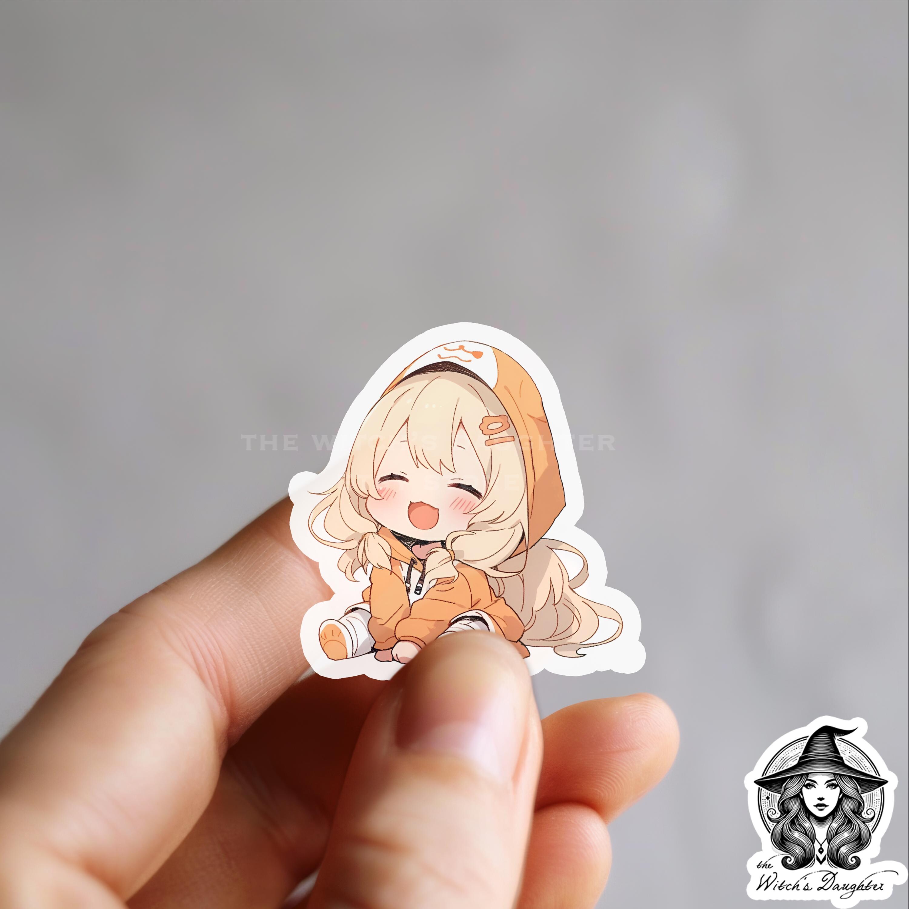 Super Cute Chibi Anime Girl Sticker | Cat Ear Hoodie Blonde Hair ...