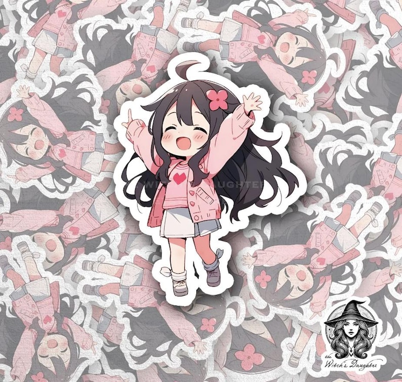 Pink Chibi Girls Sticker Bundle | Kawaii Anime Vinyl Decals - Etsy
