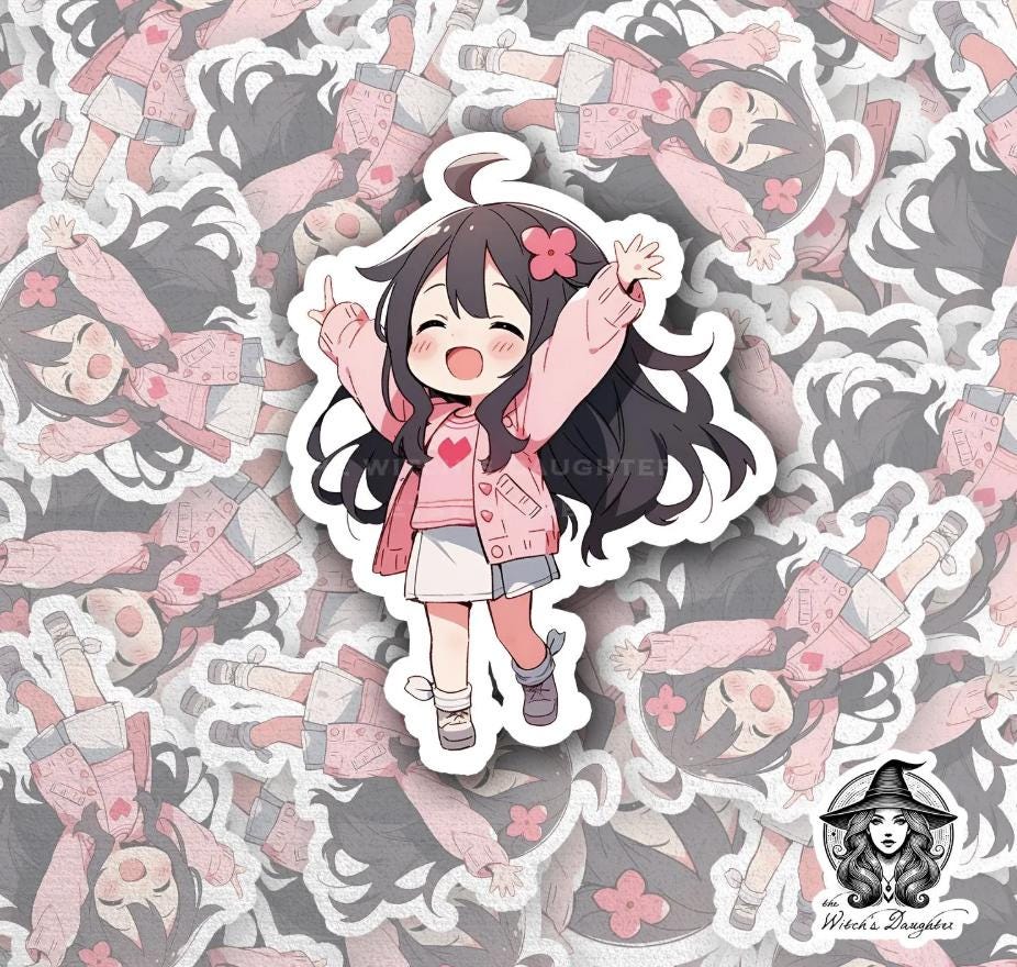 Pink Chibi Girls Sticker Bundle | Kawaii Anime Vinyl Decals - Etsy
