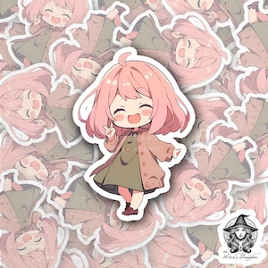 Adorable 3&quot; Kawaii Pink-Haired Girl Sticker | Cute Anime-Style Vinyl Sticker | Waterproof for Laptops, Water Bottles, Journals & More