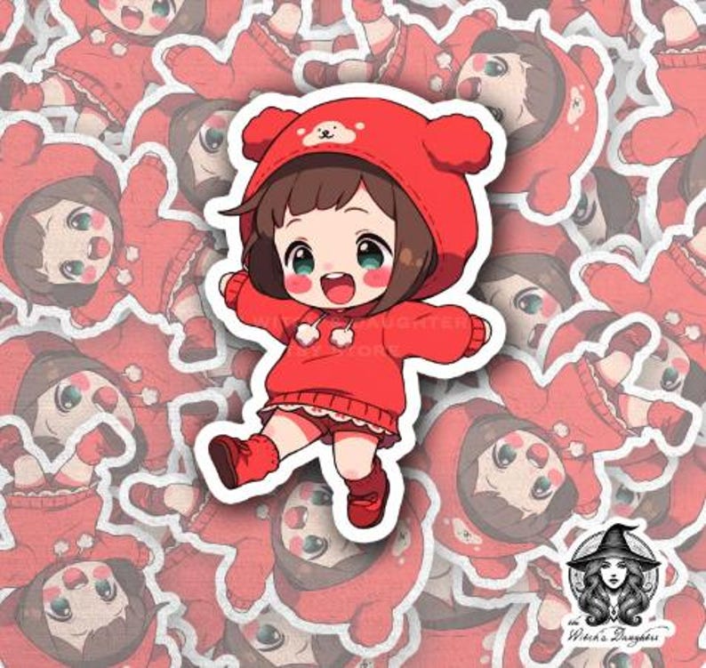 Red Chibi Sticker Bundle | Kawaii Anime Girls Bold & Cozy Set - Etsy