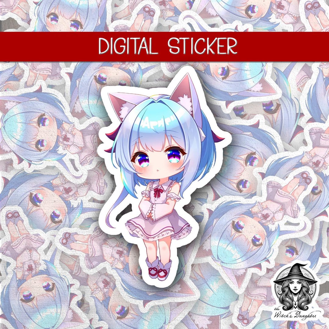 DIGITAL PNG FILE | Kawaii Blue Hair Cat Girl Digital Sticker | Lolita ...